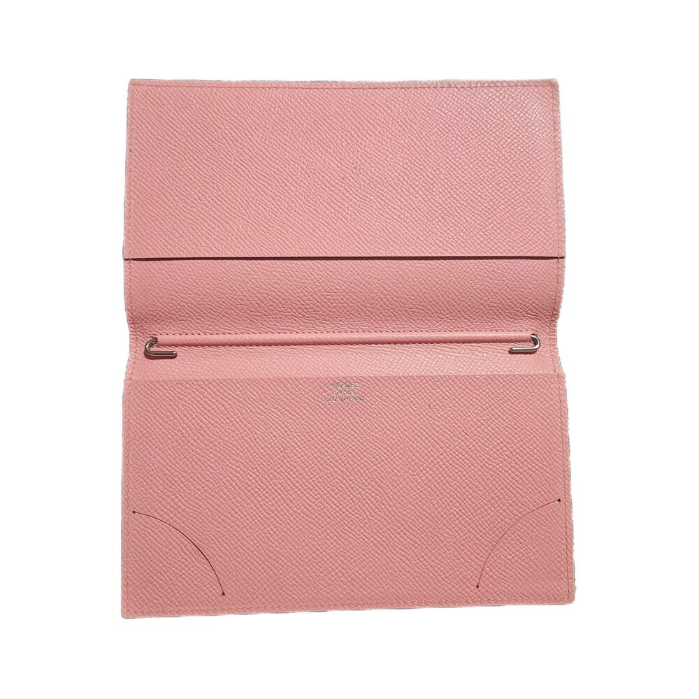 Hermès Epsom Leather Long Wallet Bubblegum Pink Slim Bifold Boxed VGUC - Picture 3 of 12